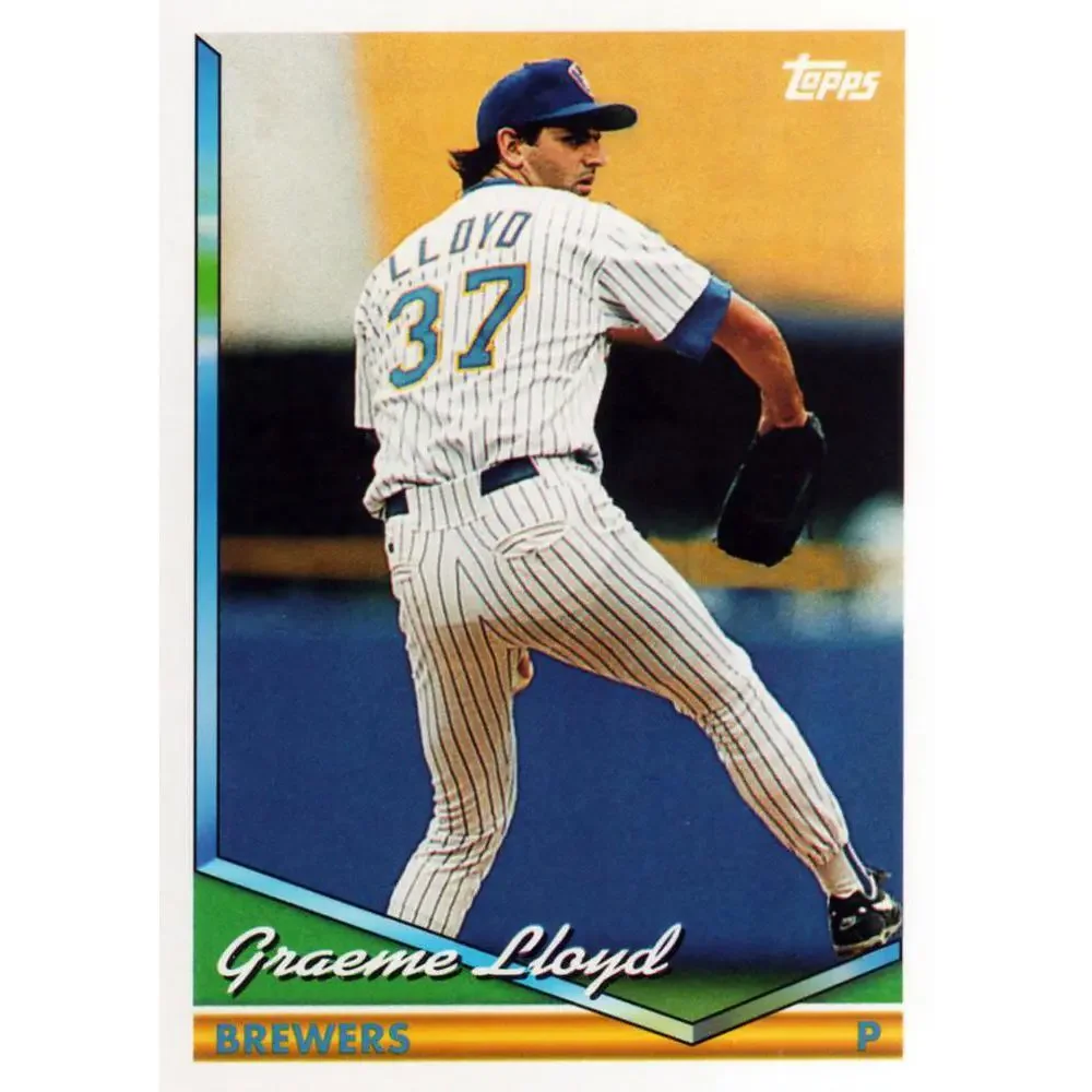1994 Topps Graeme Lloyd RC # 187 Milwaukee Brewers